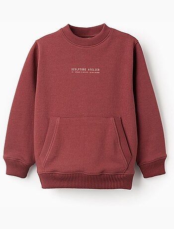 Sudadera de algodón con estampado en relieve y bolsillo