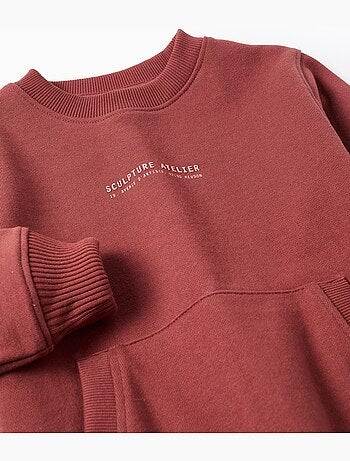 Sudadera de algodón con estampado en relieve y bolsillo