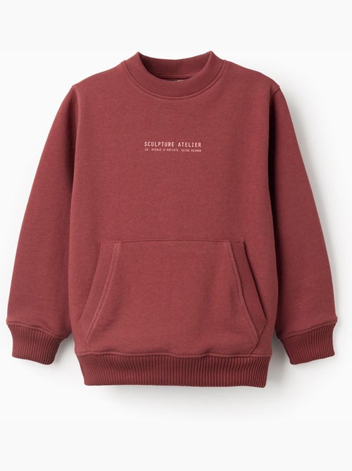 Sudadera de algodón con estampado en relieve y bolsillo - Kiabi