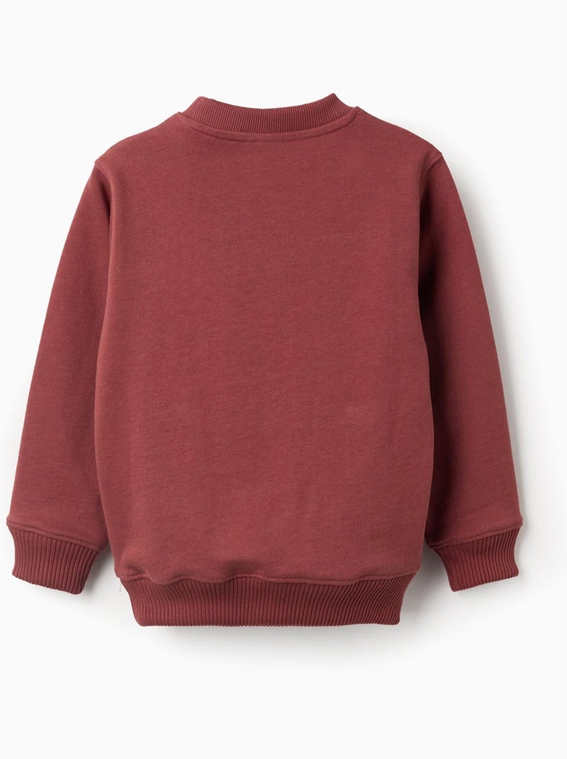 Sudadera de algodón con estampado en relieve y bolsillo Marrón - Kiabi