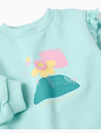 Sudadera de algodón con estampado floral y volantes