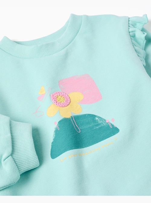 Sudadera de algodón con estampado floral y volantes - Kiabi