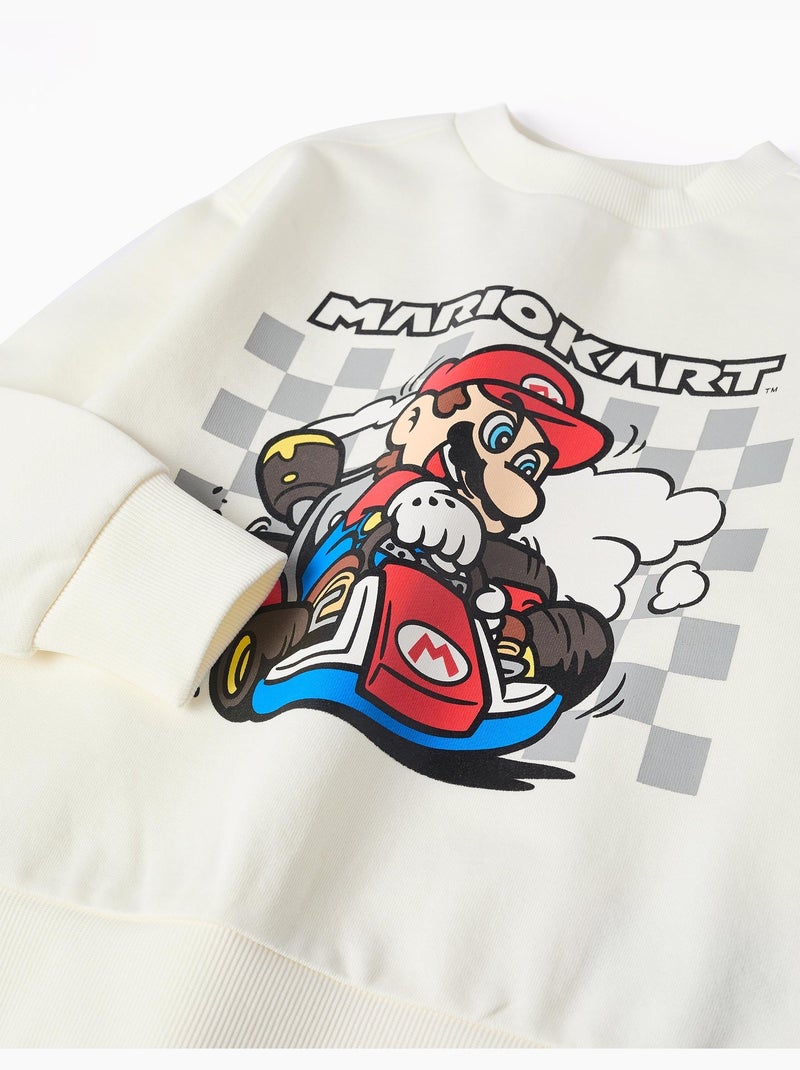 Sudadera de algodón con estampado Mario Kart Blanco - Kiabi
