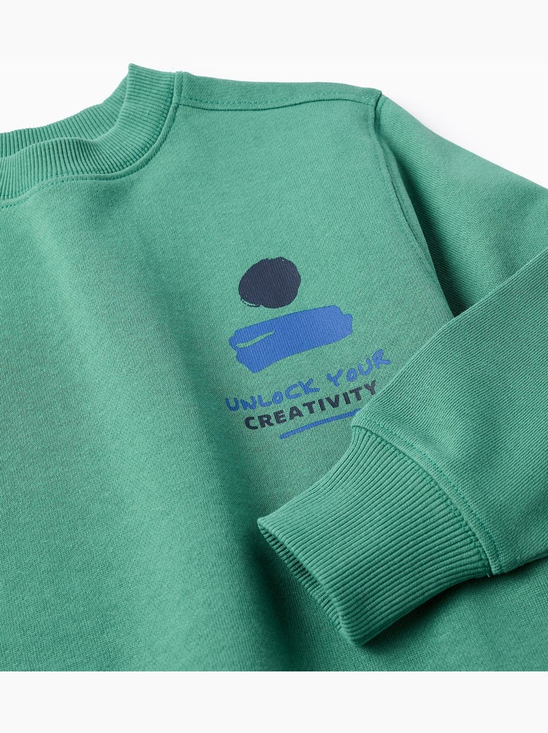 Sudadera de algodón con estampado Unlock Your Creativity Verde - Kiabi