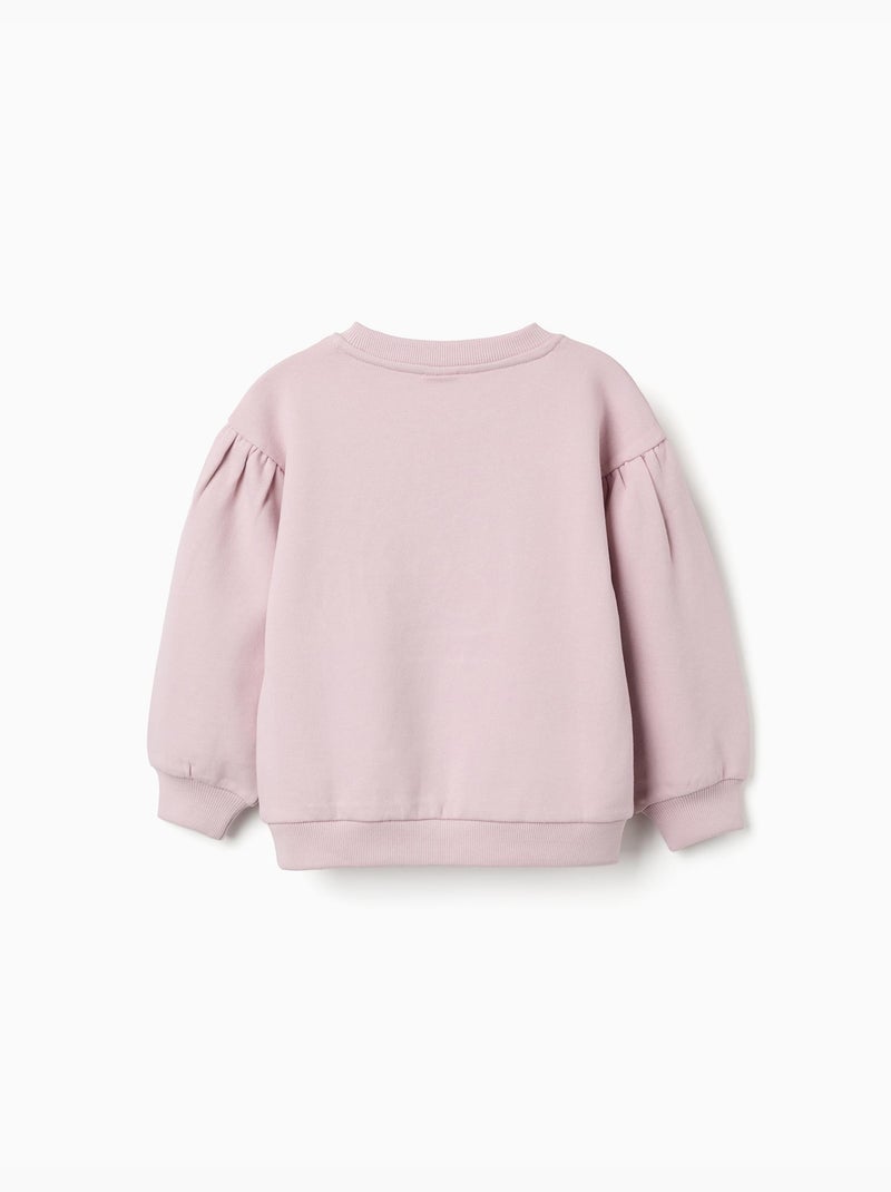 Sudadera de algodón con flores bordadas Malva lila - Kiabi