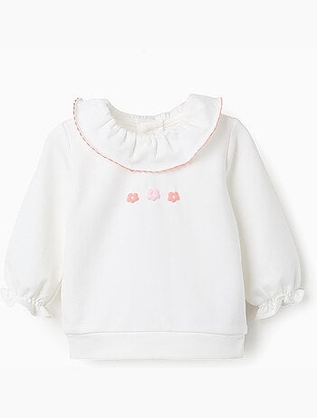 Sudadera de algodón con flores en relieve