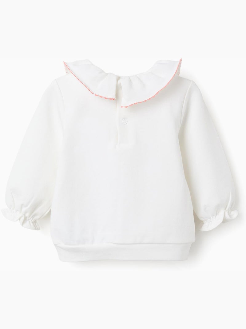Sudadera de algodón con flores en relieve Blanco - Kiabi