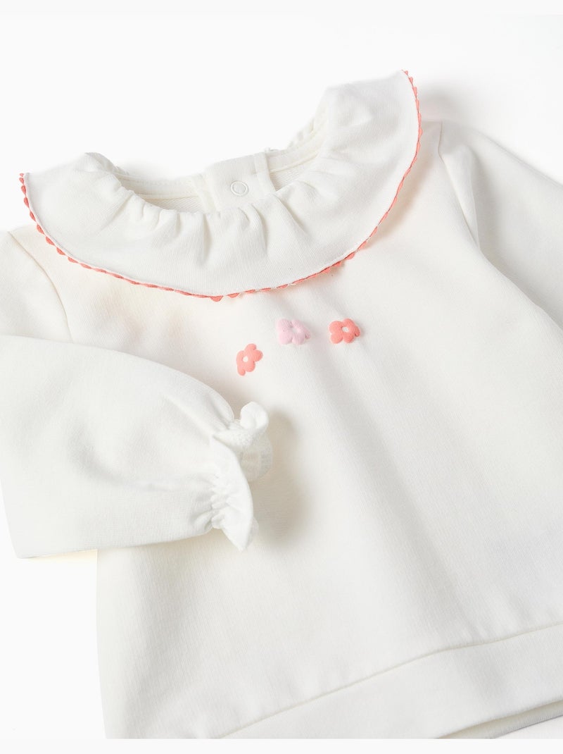 Sudadera de algodón con flores en relieve Blanco - Kiabi