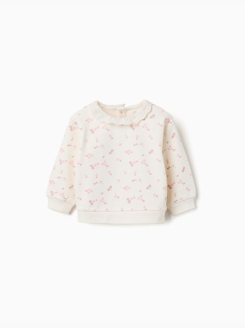 Sudadera de algodón con flores y bordado inglés - Kiabi