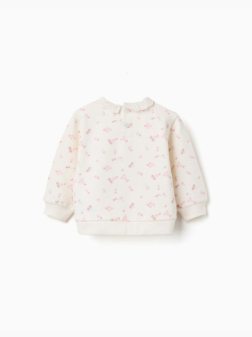 Sudadera de algodón con flores y bordado inglés - Kiabi