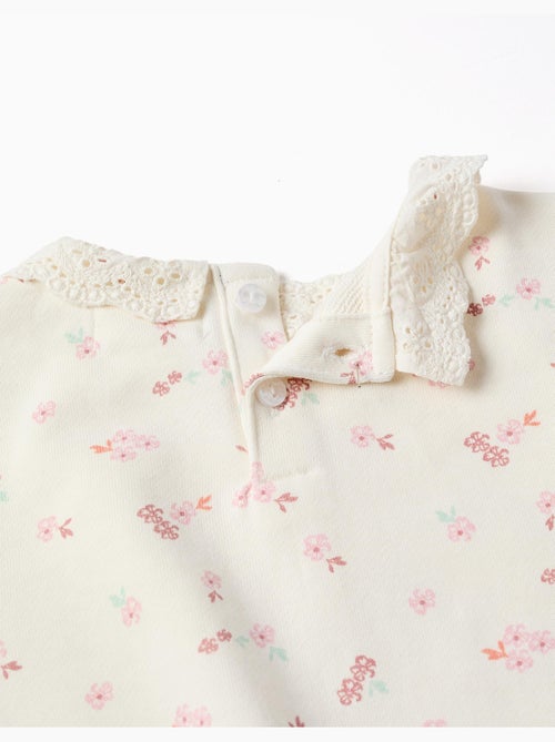 Sudadera de algodón con flores y bordado inglés - Kiabi
