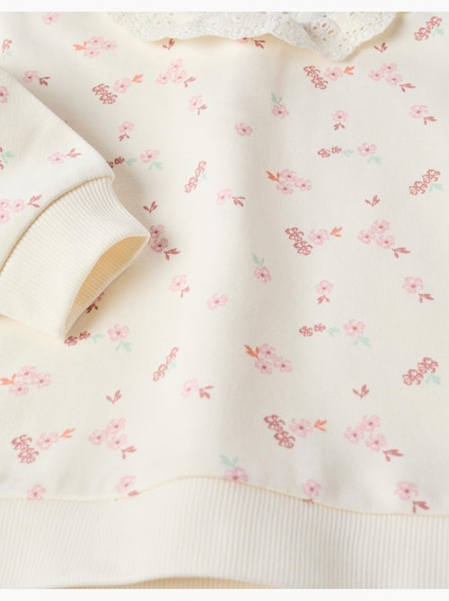 Sudadera de algodón con flores y bordado inglés - Kiabi