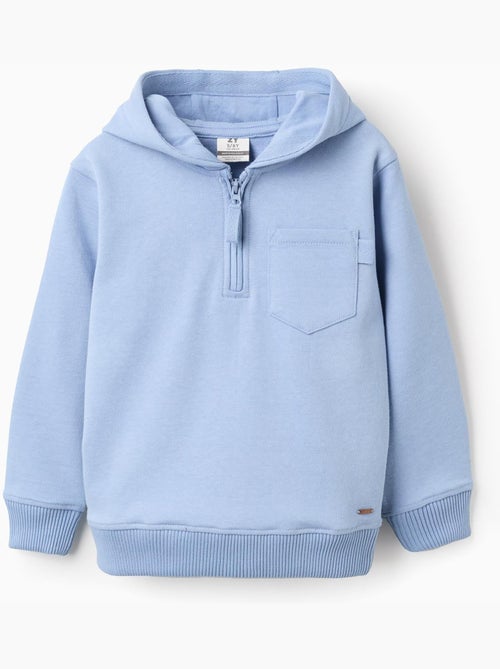Sudadera de algodón con media cremallera y capucha - Kiabi