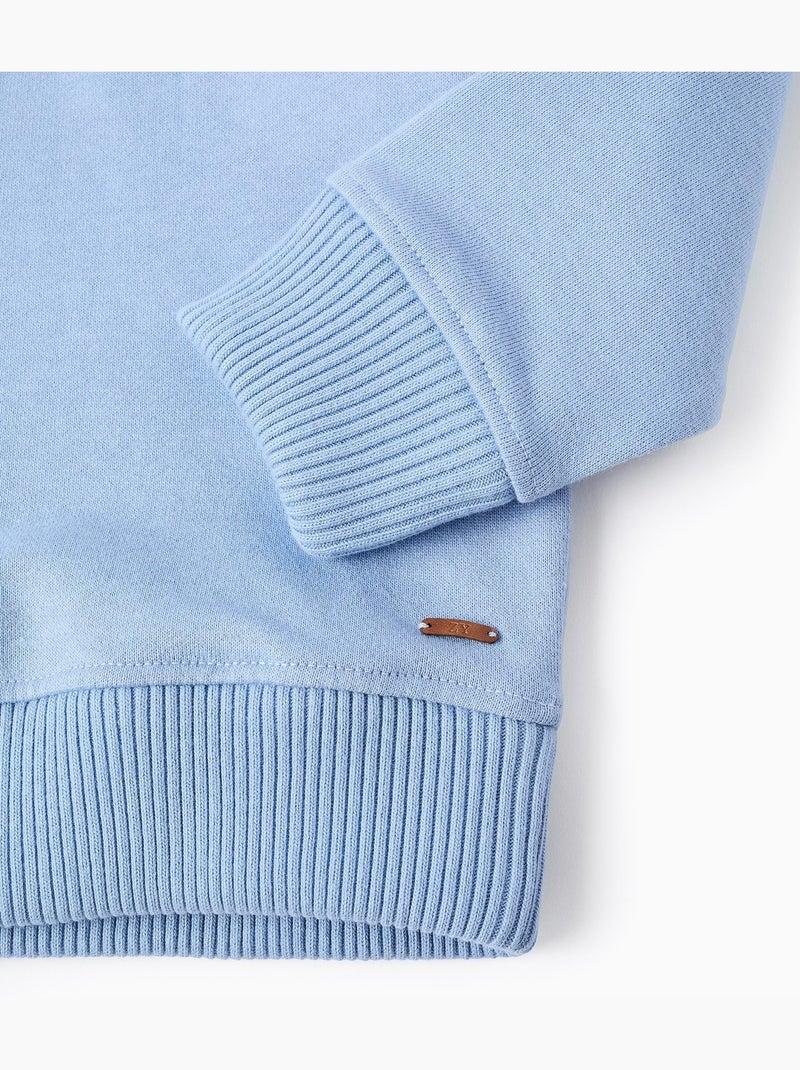 Sudadera de algodón con media cremallera y capucha Azul claro - Kiabi