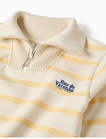 Sudadera de algodón con media cremallera y rayas