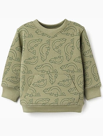Sudadera de algodón con motivo de camaleón