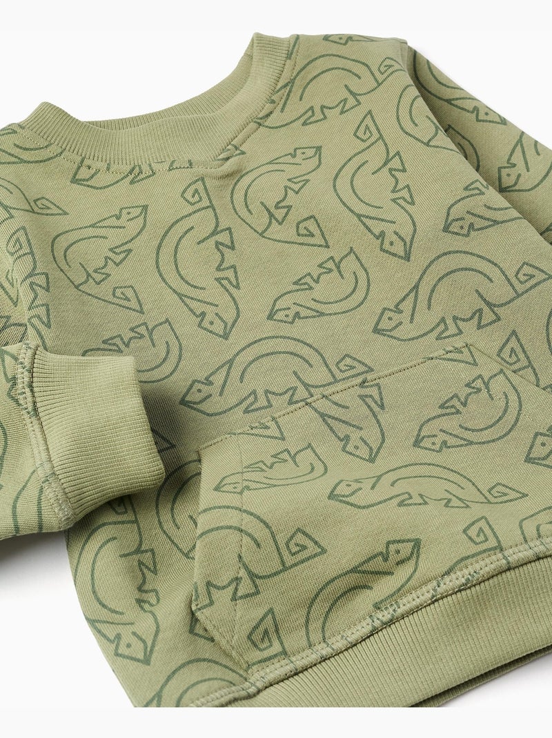 Sudadera de algodón con motivo de camaleón Verde oscuro - Kiabi