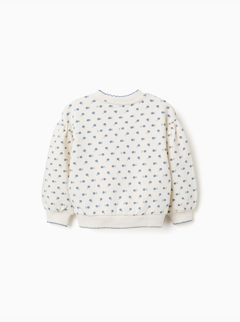 Sudadera de algodón con motivo floral Blanco - Kiabi