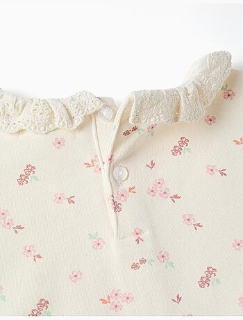 Sudadera de algodón con motivo y cuello con volantes