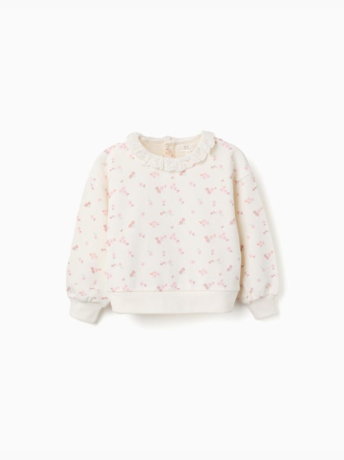 Sudadera de algodón con motivo y cuello con volantes - Kiabi