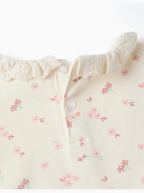 Sudadera de algodón con motivo y cuello con volantes - Kiabi