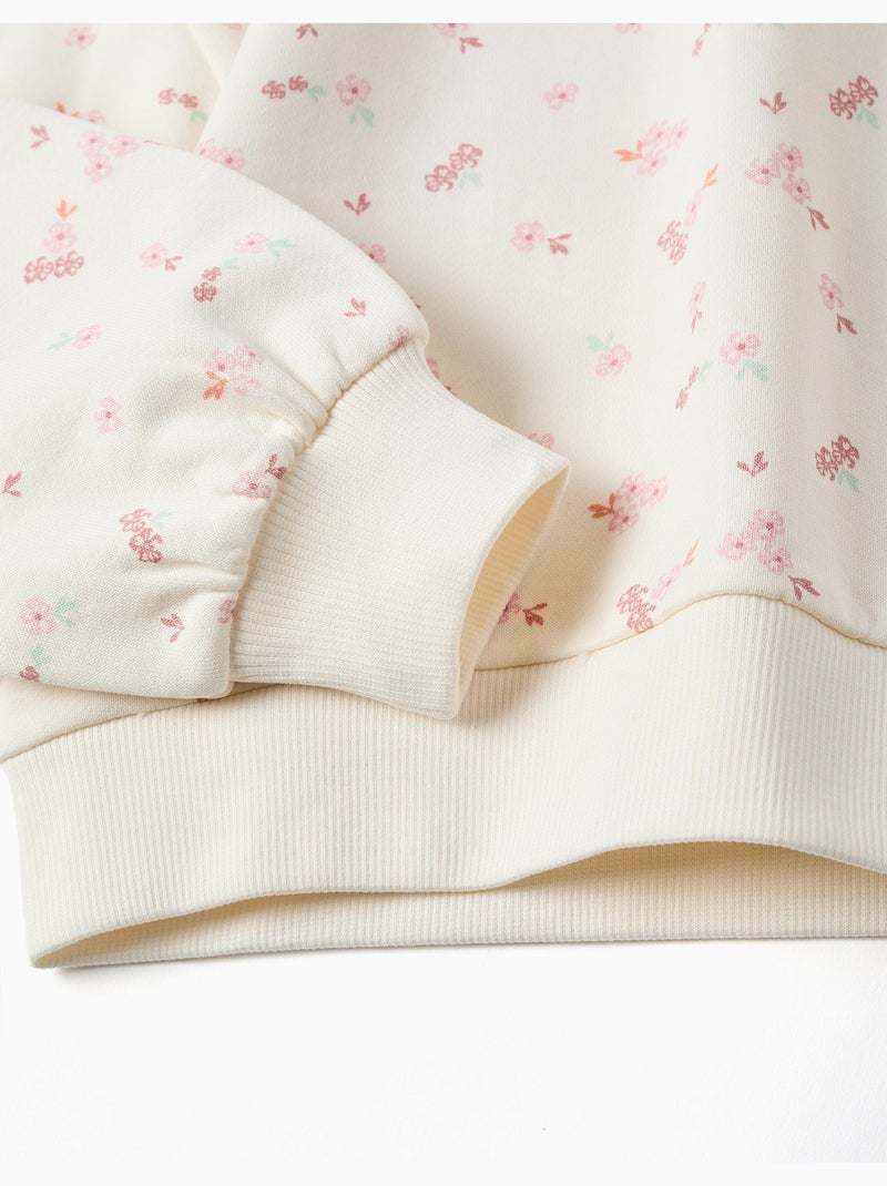 Sudadera de algodón con motivo y cuello con volantes Blanco - Kiabi