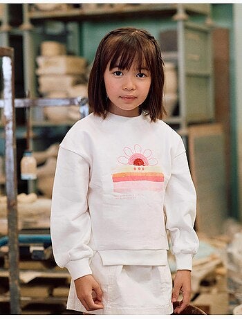 Sudadera de algodón con puesta de sol estampada