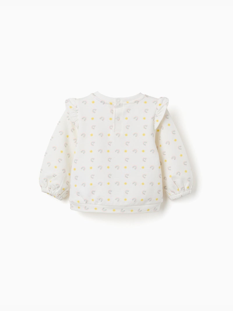 Sudadera de algodón con volantes y motivo Blanco - Kiabi