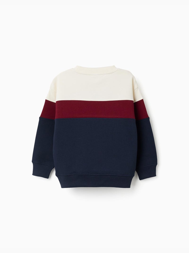 Sudadera de algodón perchado con bloque de colores Rojo oscuro - Kiabi
