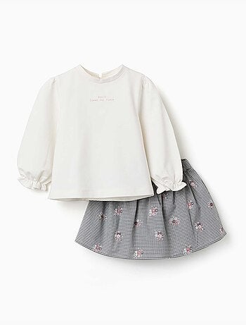 Sudadera de algodón y falda-pantalón Vichy