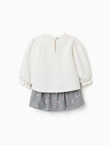 Sudadera de algodón y falda-pantalón Vichy