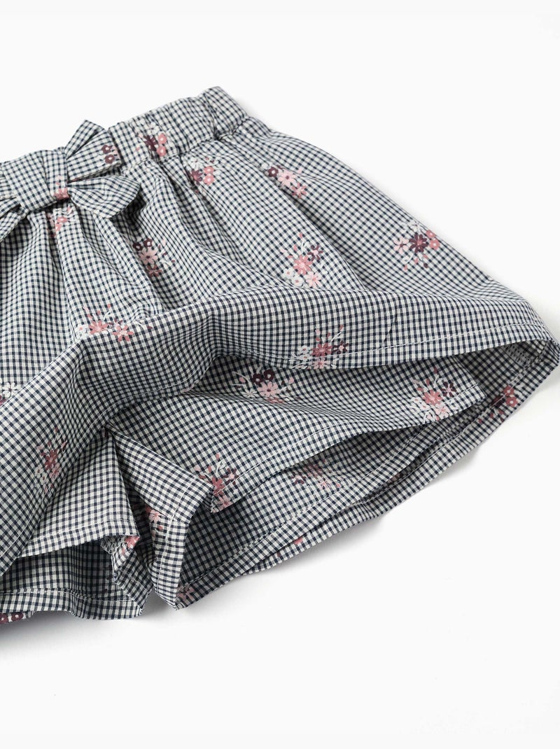 Sudadera de algodón y falda-pantalón Vichy Blanco - Kiabi