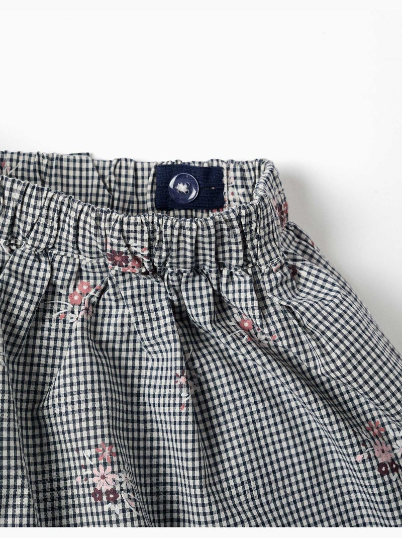 Sudadera de algodón y falda-pantalón Vichy Blanco - Kiabi