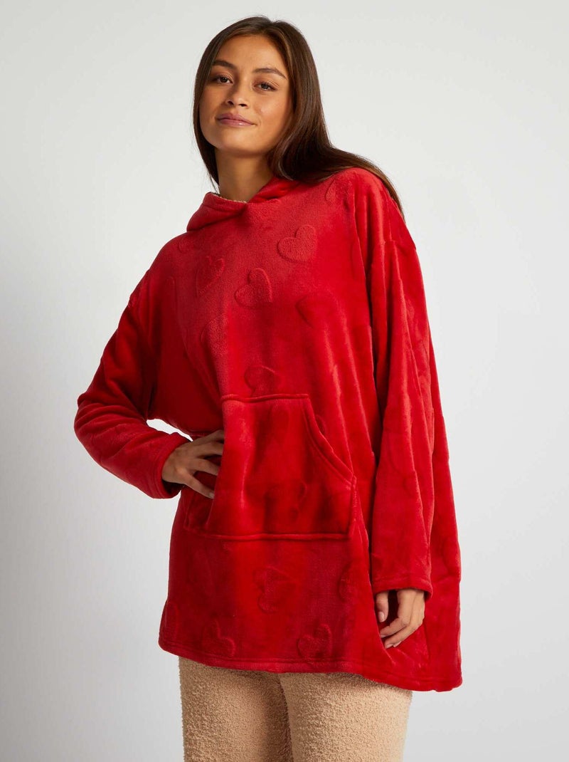 Sudadera de borreguito con capucha ROJO - Kiabi