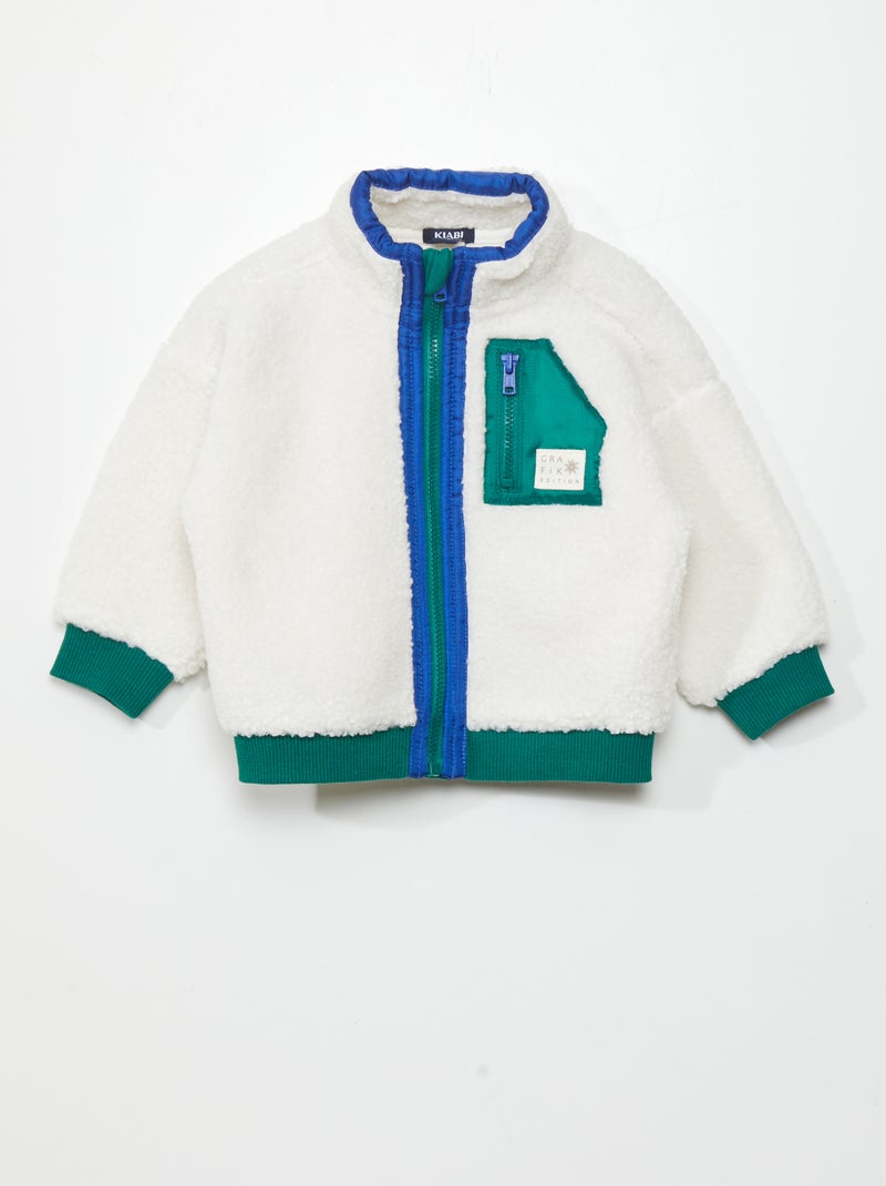 Sudadera de borreguito con cremallera - Grafik Edition BLANCO - Kiabi