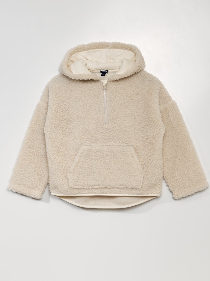 Sudadera de borreguito con cremallera en el cuello BLANCO - Kiabi