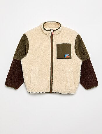 Sudadera de borreguito con cremallera y cuello alto