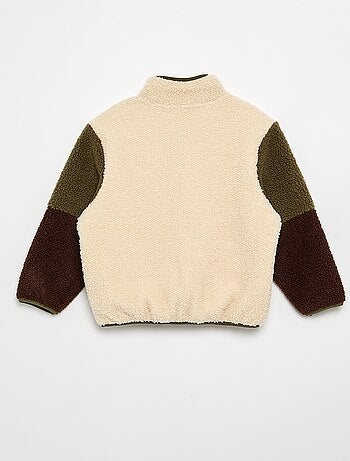 Sudadera de borreguito con cremallera y cuello alto