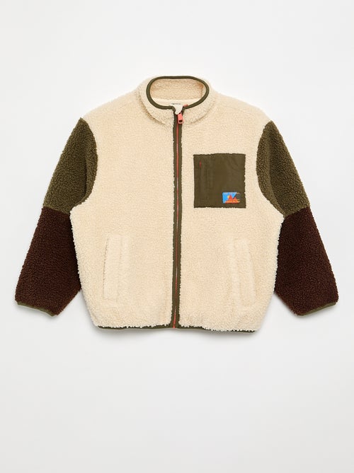 Sudadera de borreguito con cremallera y cuello alto - Kiabi Sudadera de borreguito con cremallera y cuello alto - Kiabi