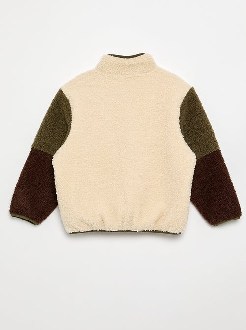 Sudadera de borreguito con cremallera y cuello alto - Kiabi Sudadera de borreguito con cremallera y cuello alto - Kiabi