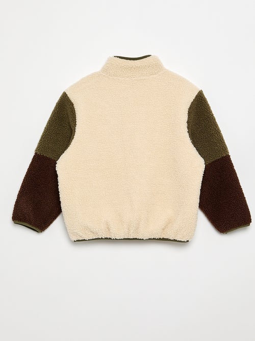 Sudadera de borreguito con cremallera y cuello alto - Kiabi Sudadera de borreguito con cremallera y cuello alto - Kiabi