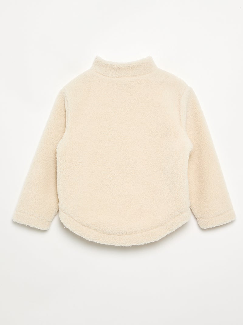 Sudadera de borreguito con cuello alto Blanco - Kiabi