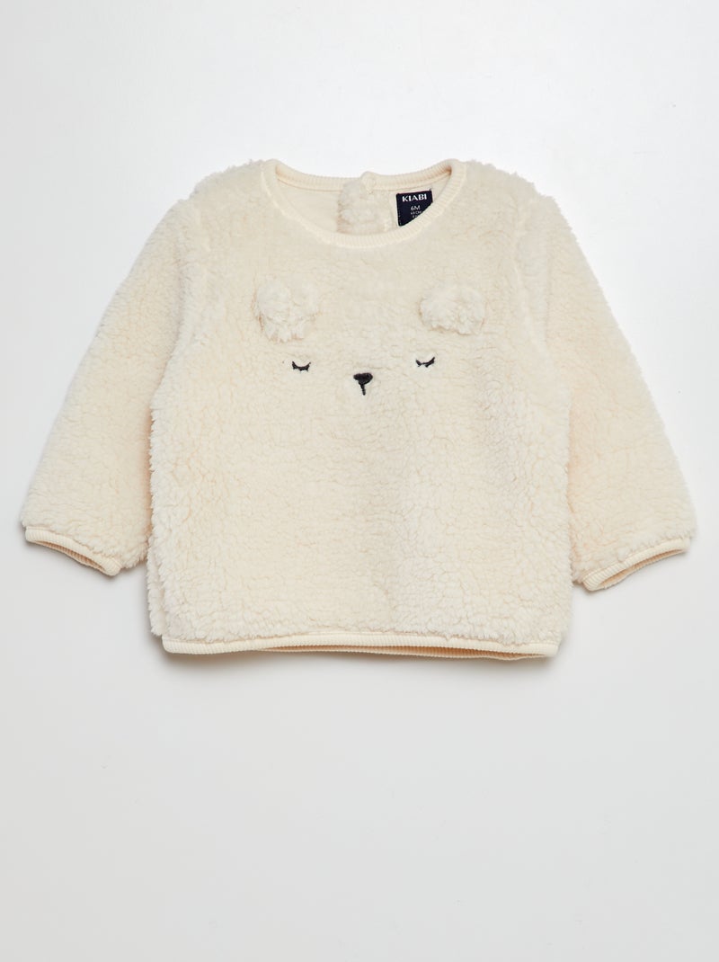 Sudadera de borreguito con detalle BLANCO - Kiabi