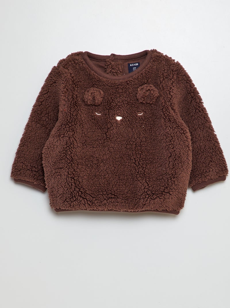Sudadera de borreguito con detalle MARRON - Kiabi