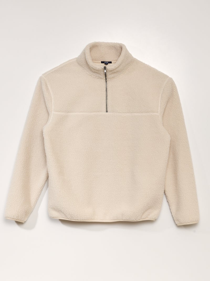 Sudadera de borreguito de cuello alto BLANCO - Kiabi