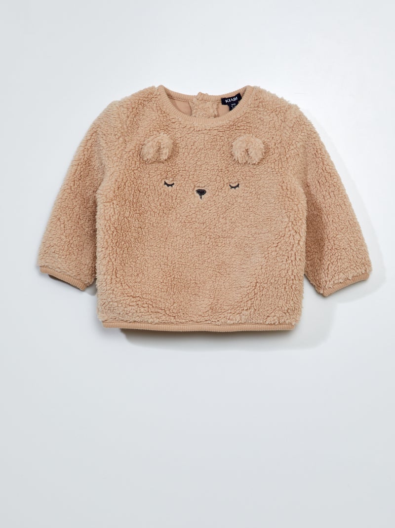 Sudadera de borreguito 'orejitas' BEIGE - Kiabi