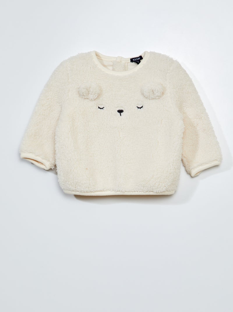 Sudadera de borreguito 'orejitas' BLANCO - Kiabi