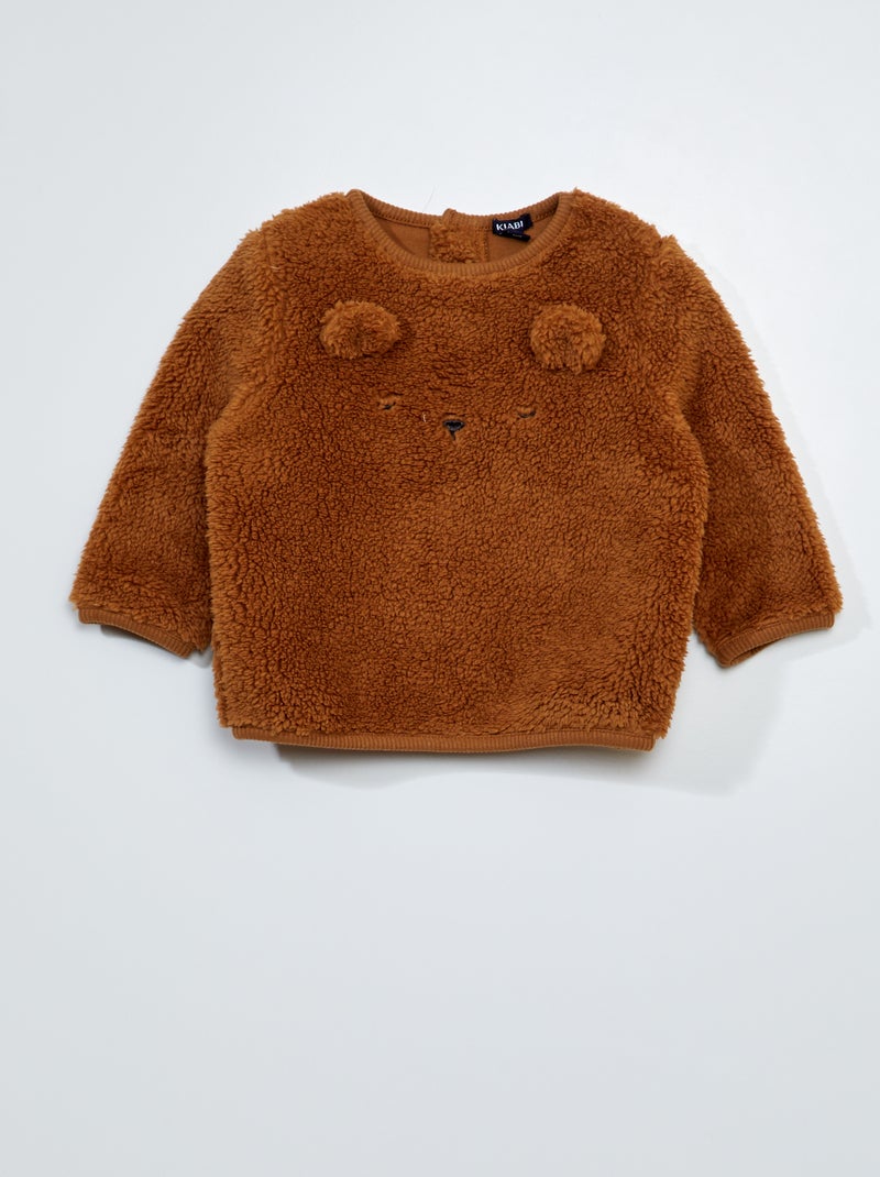 Sudadera de borreguito 'orejitas' MARRON - Kiabi