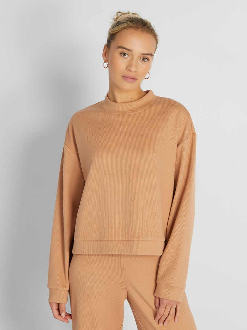 Sudadera de canalé MARRON - Kiabi