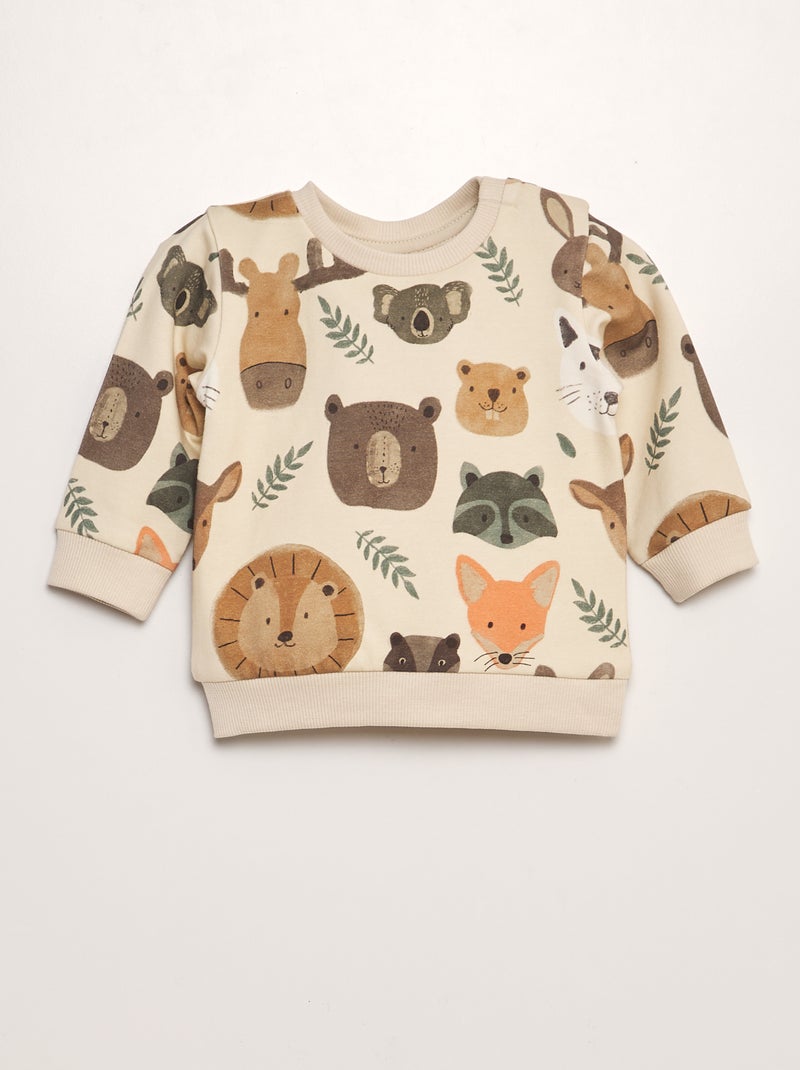 Sudadera de chándal 'animales del bosque' BEIGE - Kiabi